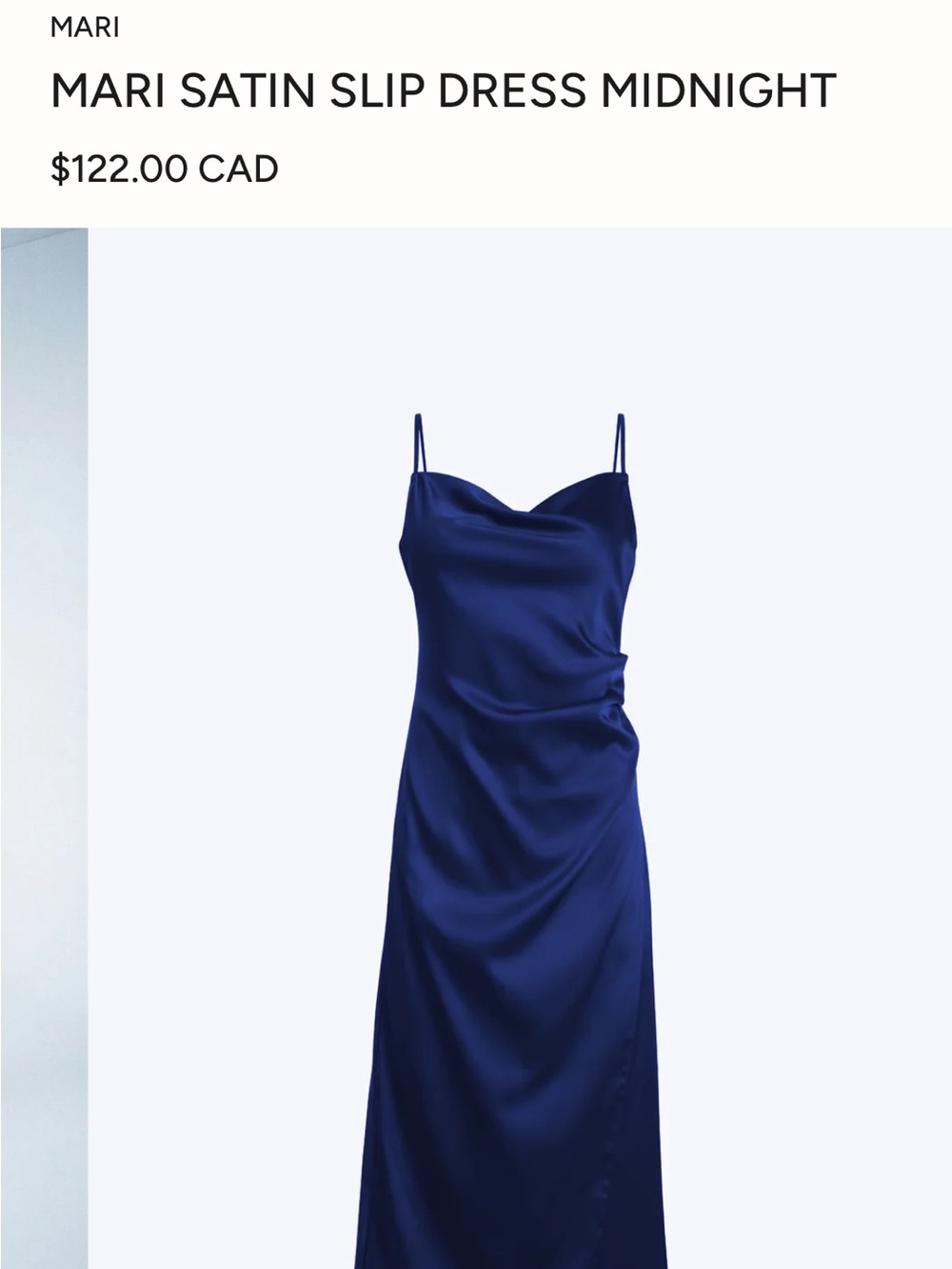 Satin Teal Midi Slip Dress with Draped Side Detail - Picture 6 of 6